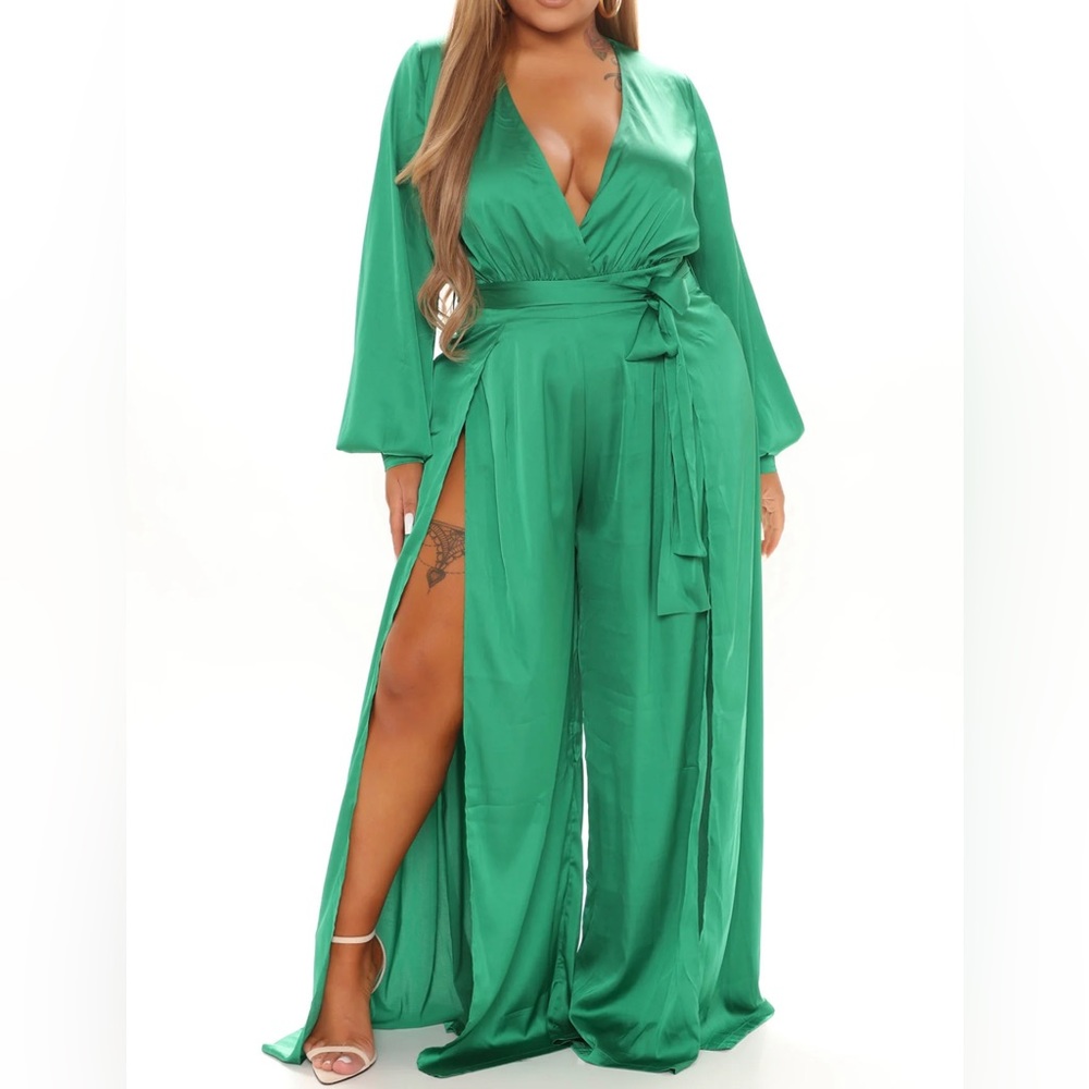 Green Satin Jumpsuit